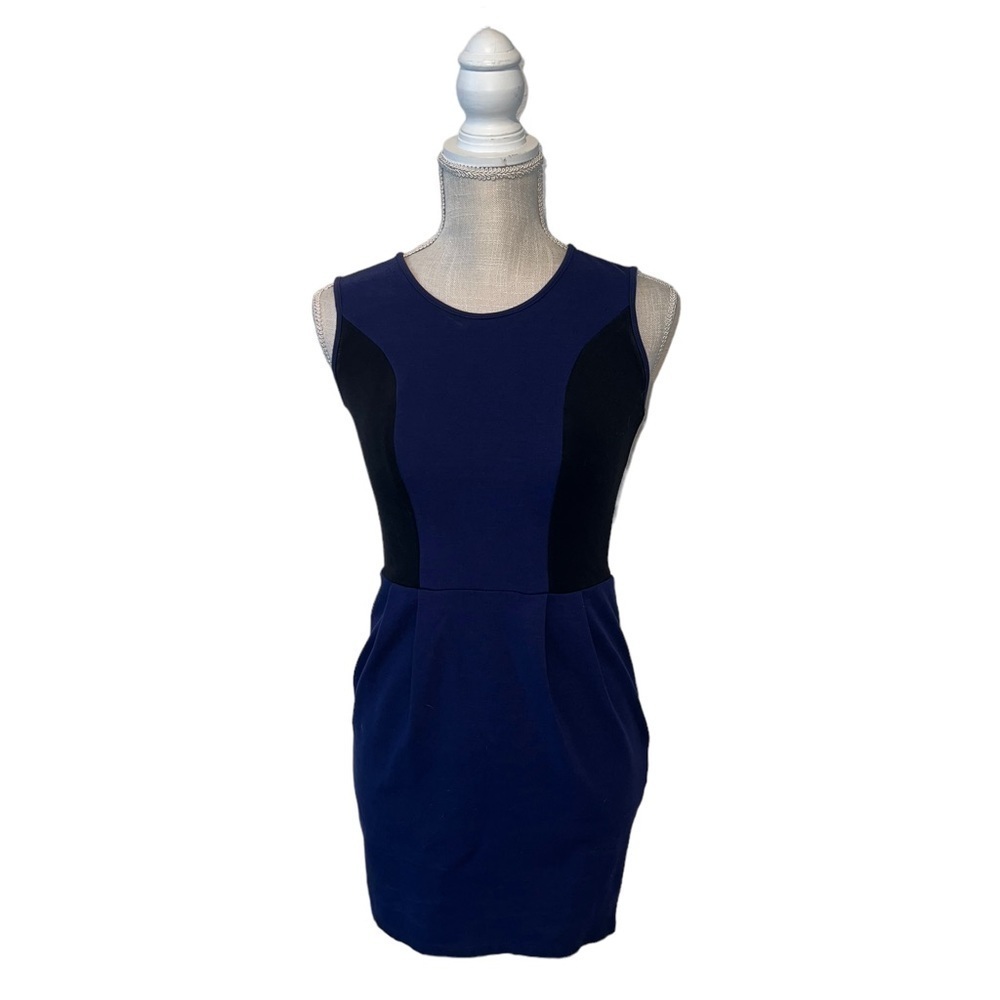 Bebe Royal Blue And Black Sleeveless Cocktail Dress Size XXS
